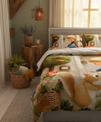 Sweet Woodland Friends 7D Flat Double Bedsheet with 2 Pillow Covers