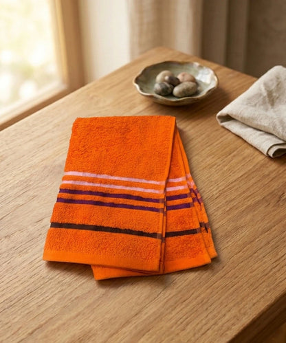 Weave & Decor Luxe Orange Cotton Hand Towels Sets – Ultra Soft & Super Absorbent