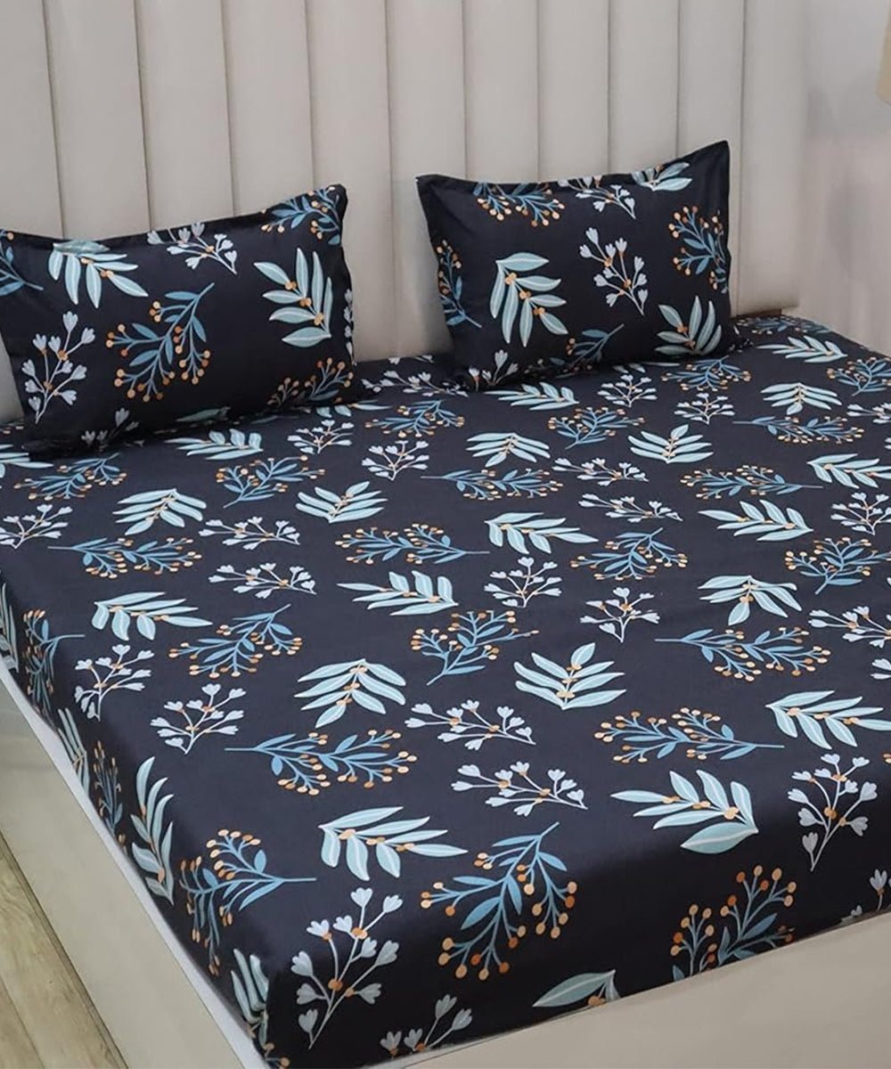 Blue Floral Comforter Set with Bedsheet & Pillow Covers