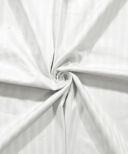 White Satin Stripe Flat Bedsheet with Pillow Cover