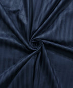 Blue Satin Stripe Flat Double Bedsheet With 2 Pillow Covers