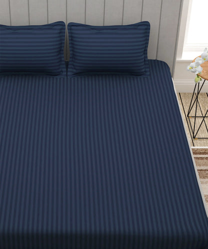 Blue Super King Fitted Bedsheet With 2 Pillow Covers