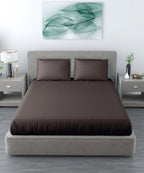 Brown Satin Stripe Flat Bedsheet with Pillow Cover