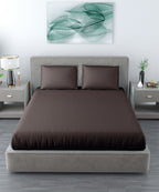 Brown Fitted Bedsheet With Pillow Cover