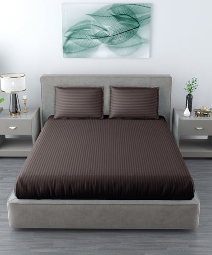 Brown King fitted Bedsheet With 2 Pillow Covers