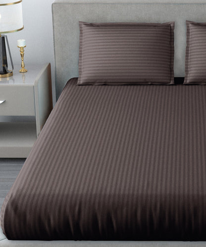 Brown King fitted Bedsheet With 2 Pillow Covers