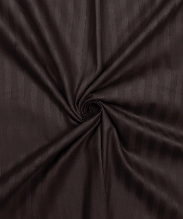 Brown Satin Stripe Flat Bedsheet with Pillow Cover