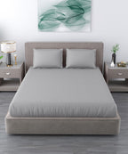 Light Grey Queen Fitted Bedsheet With 2 Pillow Covers