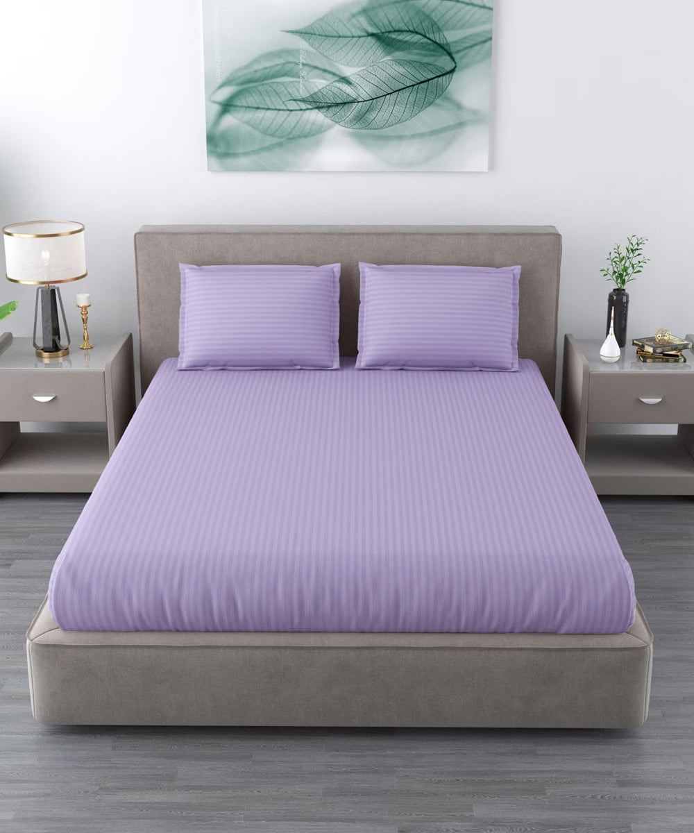 Lavender Queen Fitted Bedsheet With 2 Pillow Covers