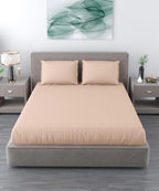 Cream Satin Stripe Flat Bedsheet with Pillow Cover