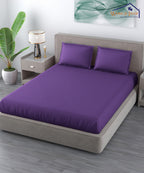 Violet Satin Stripe Flat Double Bedsheet With 2 Pillow Covers