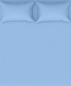Blue Satin Stripe Flat Bedsheet with Pillow Cover