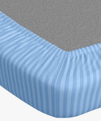 Blue Satin Stripe Flat Bedsheet with Pillow Cover