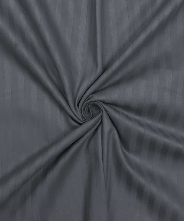 Grey Satin Stripe Single Bedsheet With 1 Pillow Cover