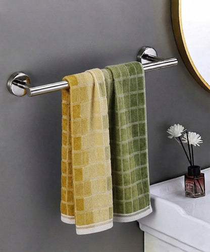 Weave & Decor Luxe Check Cotton Hand Towels Sets – Ultra Soft & Super Absorbent (Green)