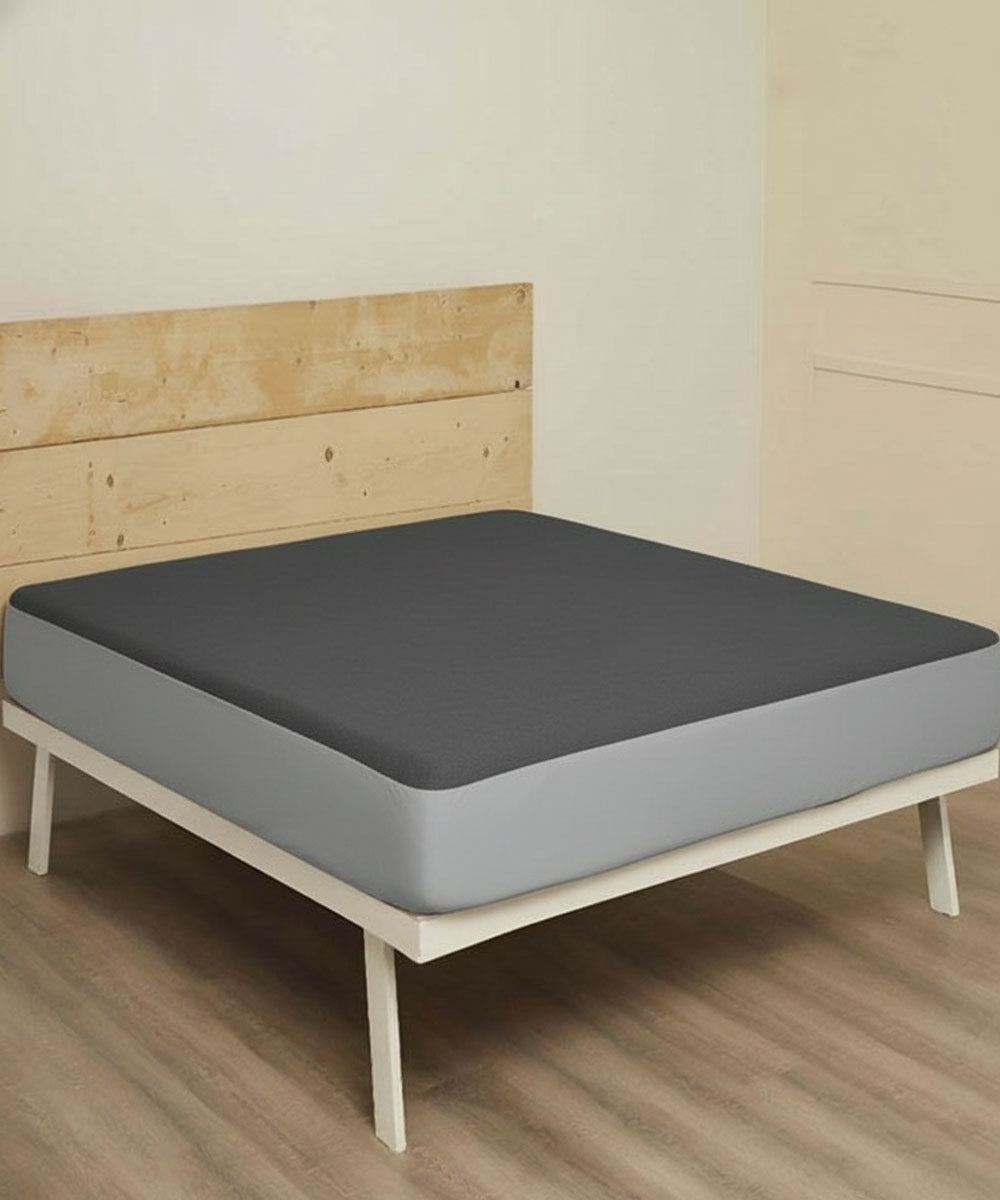 Dark Grey Solid Terry Mattress Protector