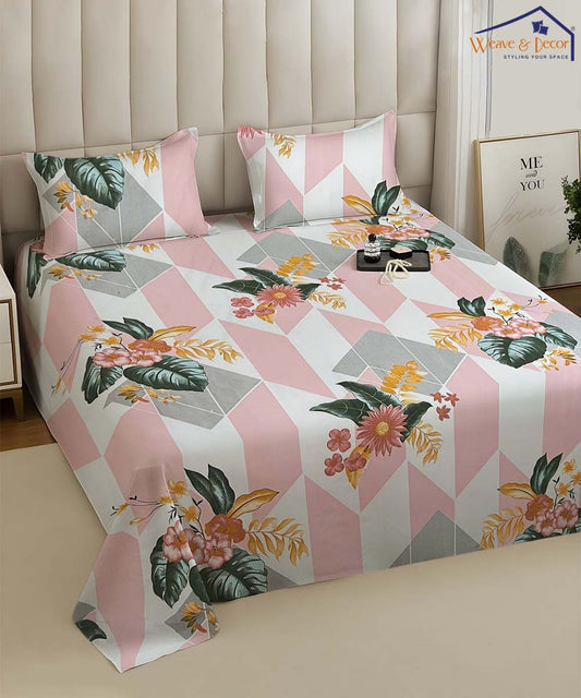 Geo Bloom   Flat Bedsheet With Pillow Covers