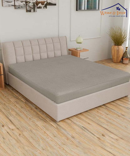 Grey Solid Terry Mattress Protector
