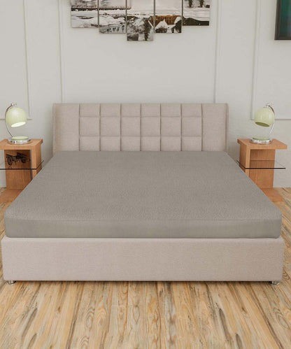 Grey Solid Terry Mattress Protector