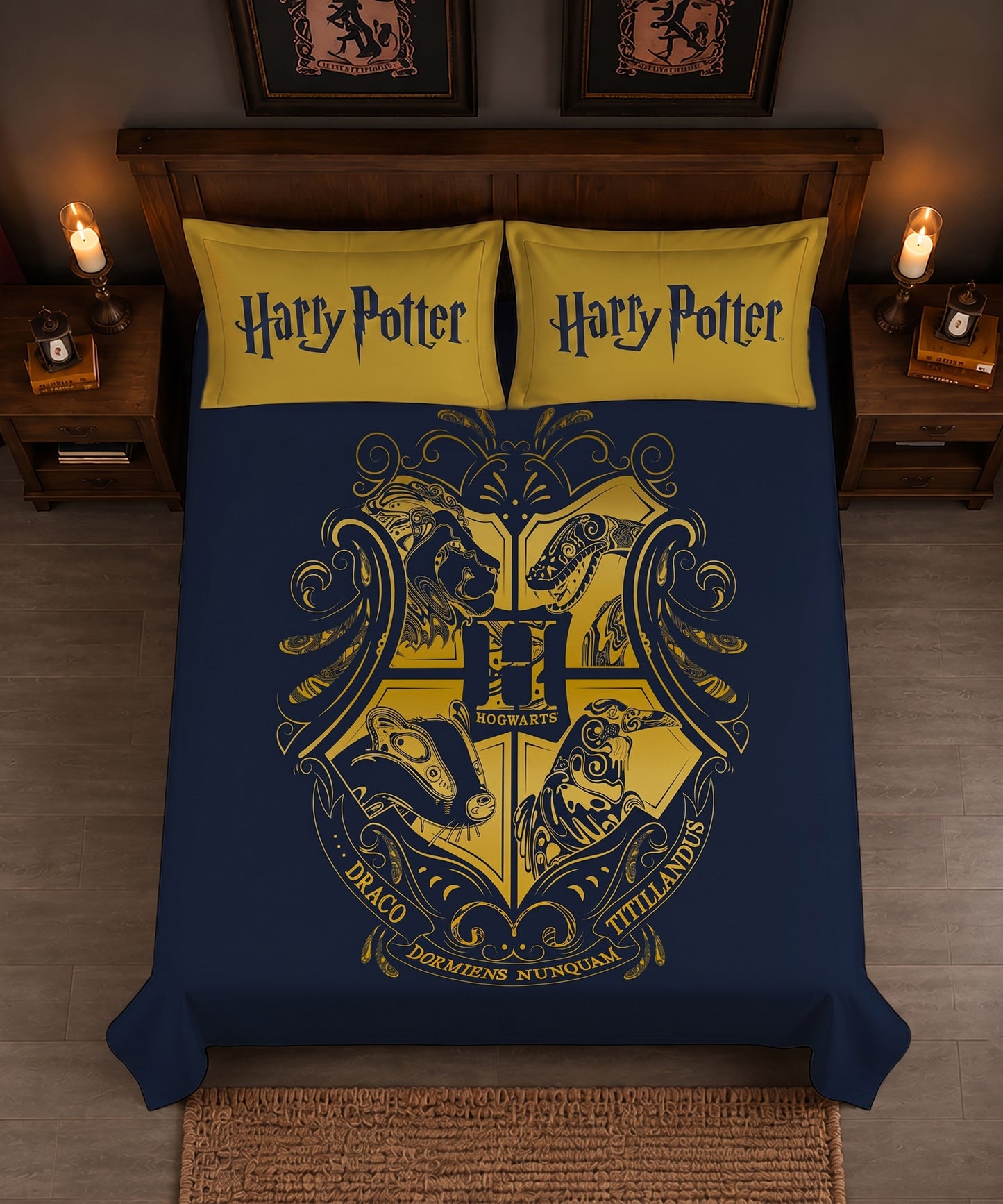 Harry Potter Hogwarts Crest Bedsheet with 2 Pillow Covers