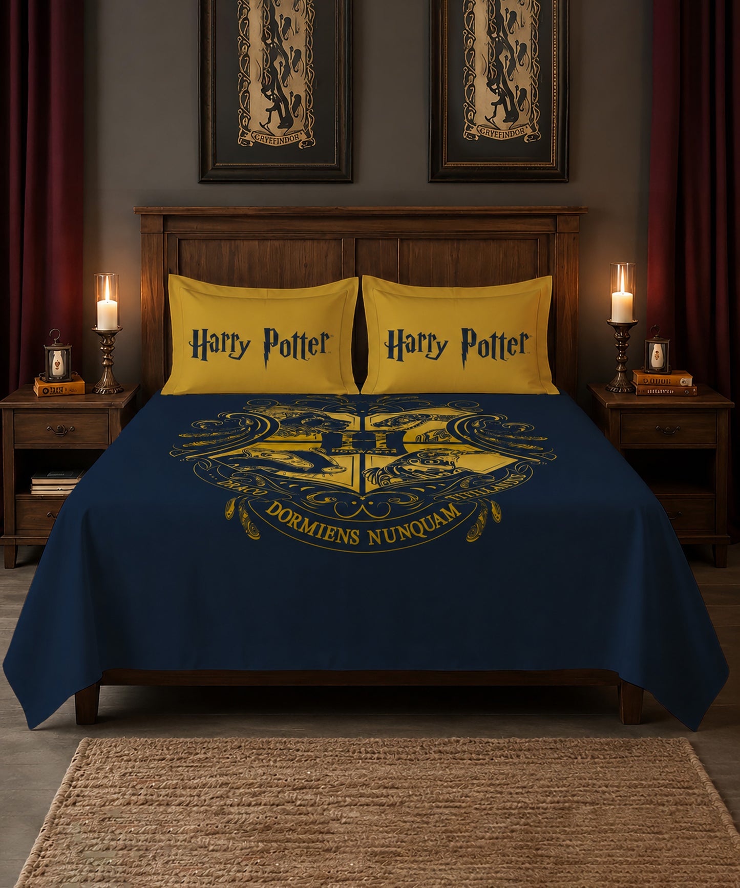 Harry Potter Hogwarts Crest Bedsheet with 2 Pillow Covers