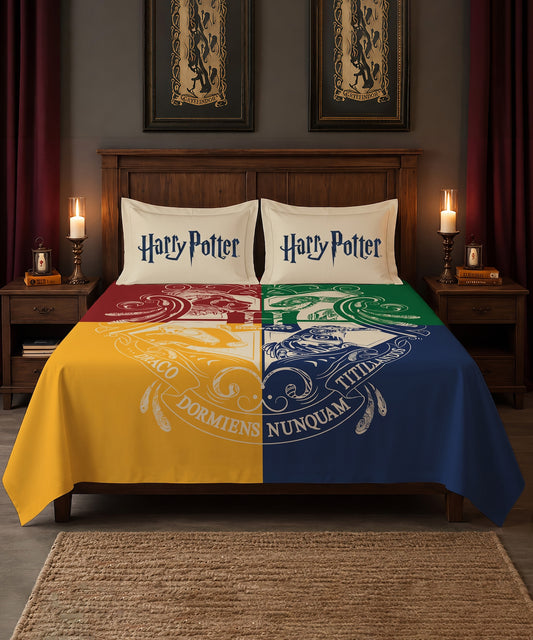 Harry Potter Hogwarts House Pride Bedsheet with 2 Pillow Covers