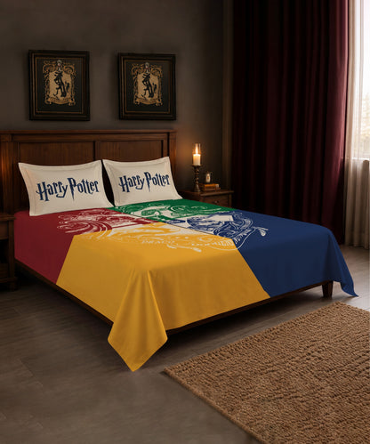 Harry Potter Hogwarts House Pride Bedsheet with 2 Pillow Covers
