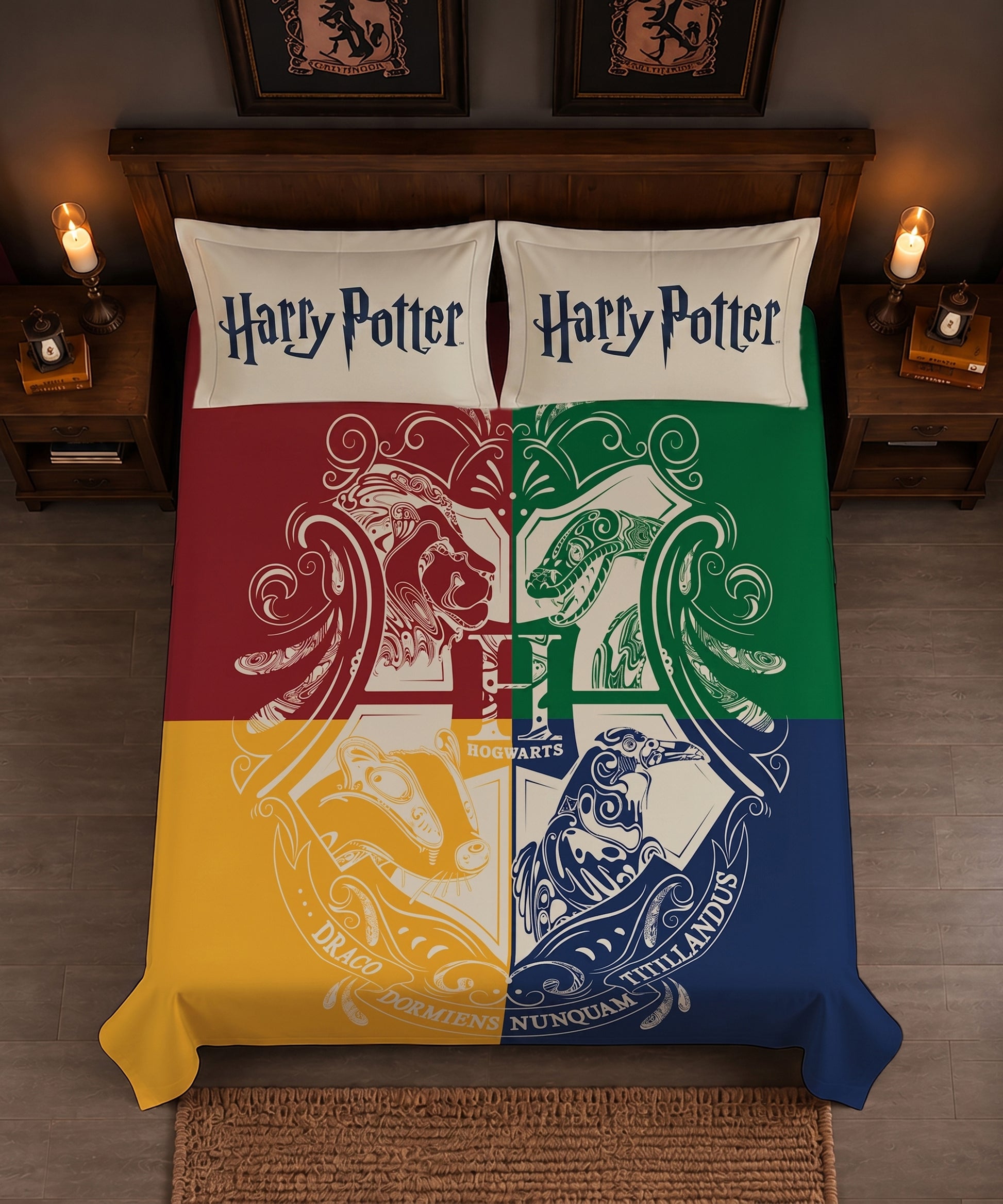 Harry Potter Hogwarts House Pride Bedsheet with 2 Pillow Covers