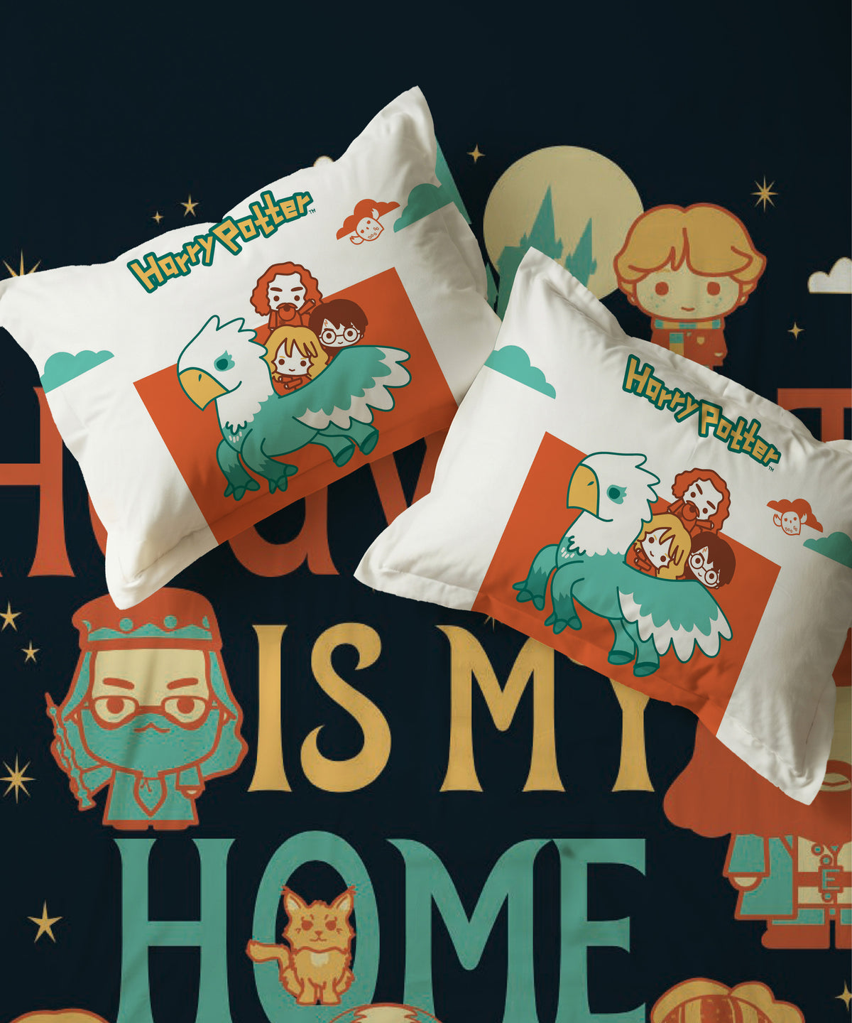 Harry Potter Hogwarts Is My Home Bedsheet with 2 Pillow Covers
