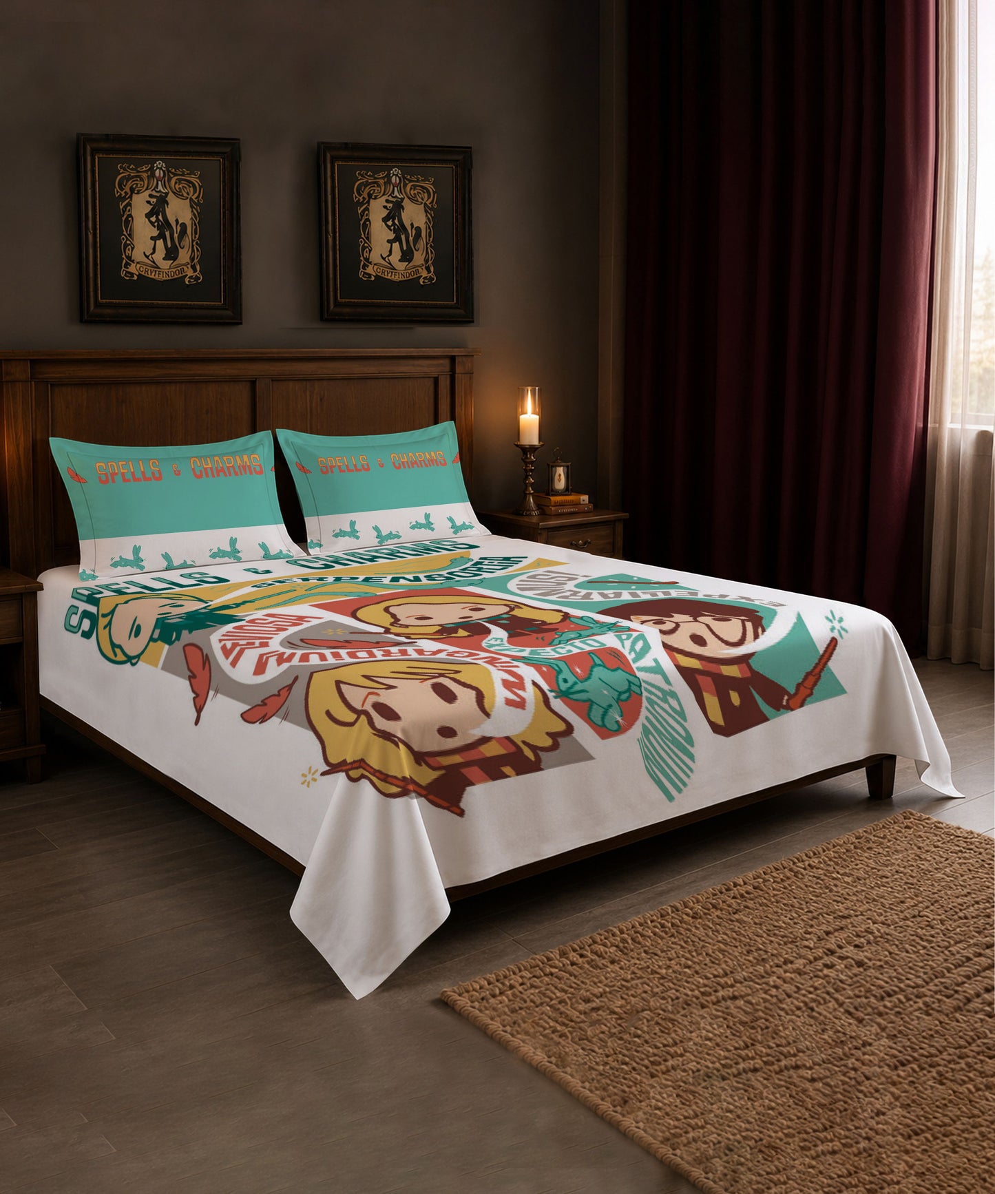 Harry Potter Magic Spells Bedsheet with 2 Pillow Covers