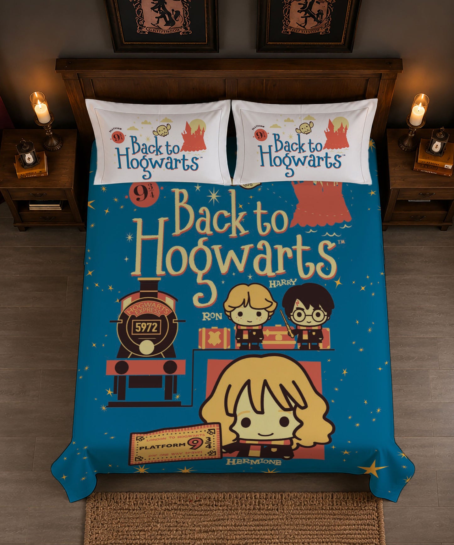 Harry Potter Back to Hogwarts Bedsheet with 2 Pillow Covers