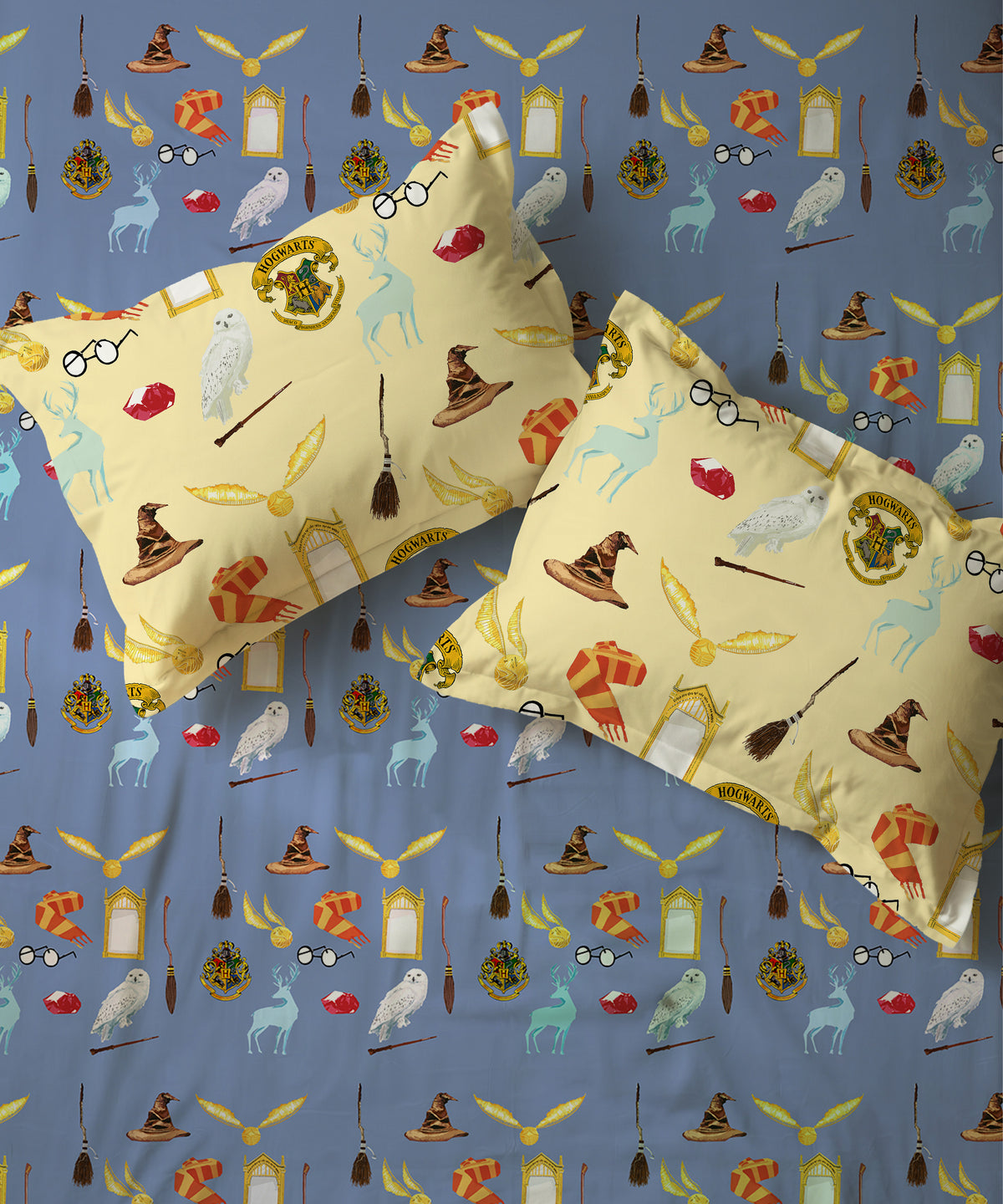 Harry Potter Magical Symbols Bedsheet with 2 Pillow Covers
