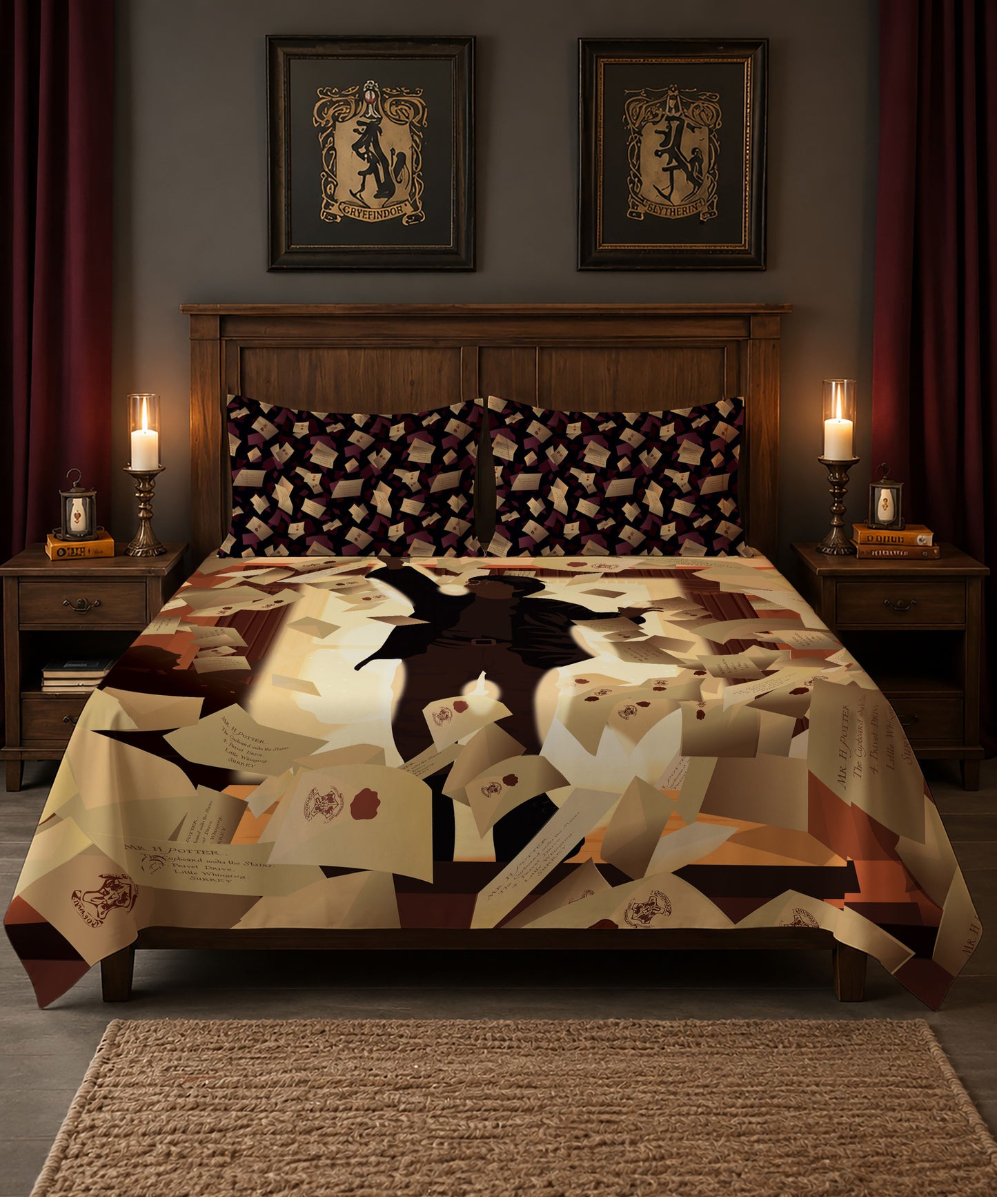 Harry Potter Magical Letters Bedsheet with 2 Pillow Covers
