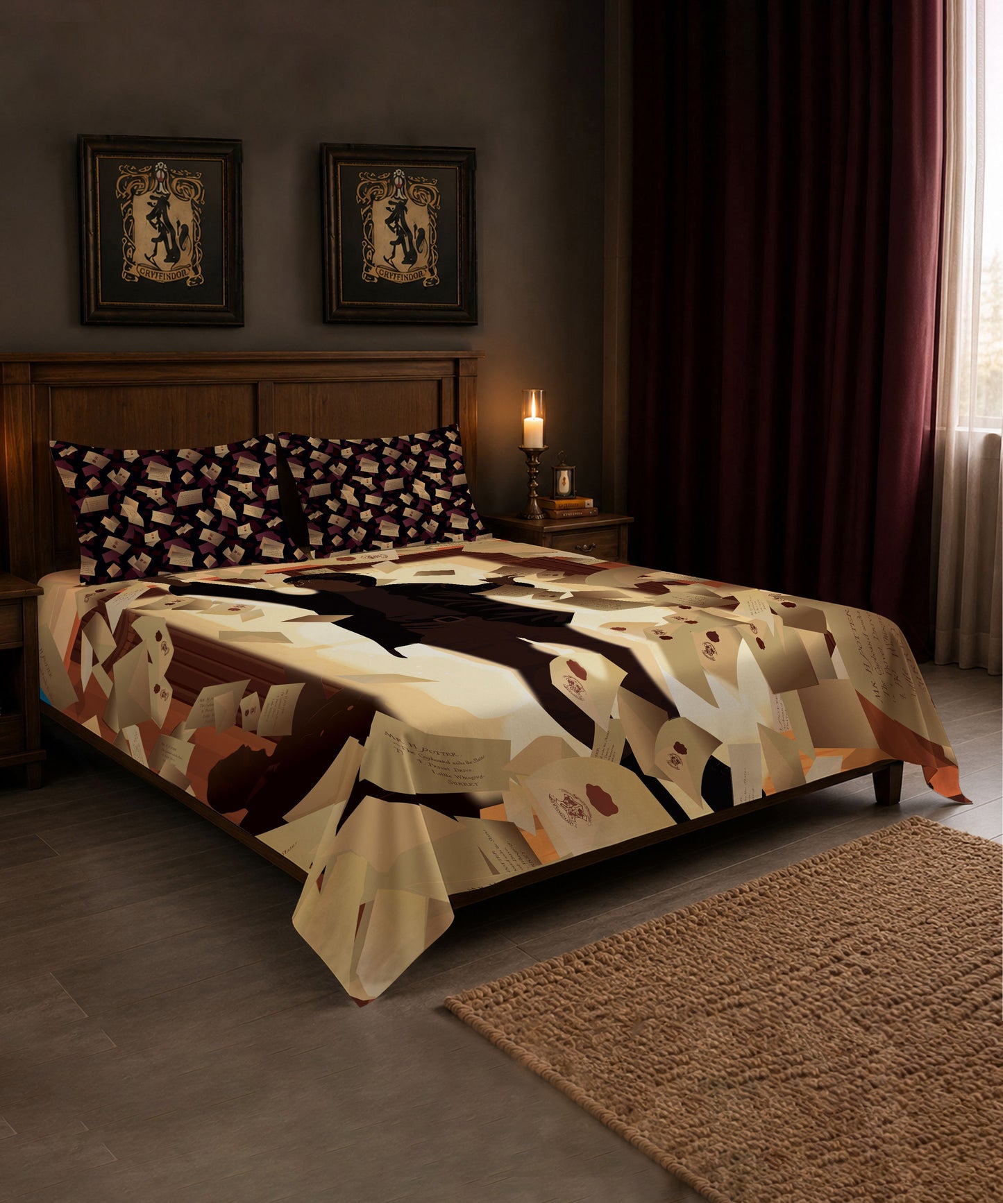 Harry Potter Magical Letters Bedsheet with 2 Pillow Covers