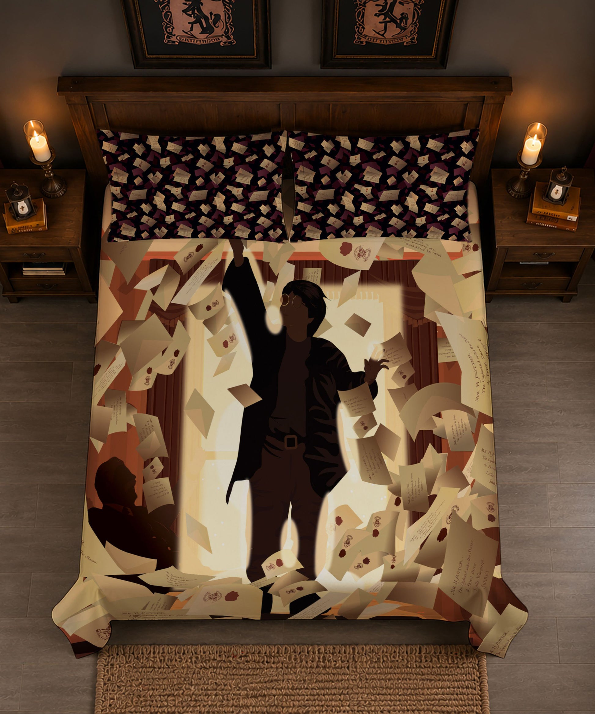 Harry Potter Magical Letters Bedsheet with 2 Pillow Covers