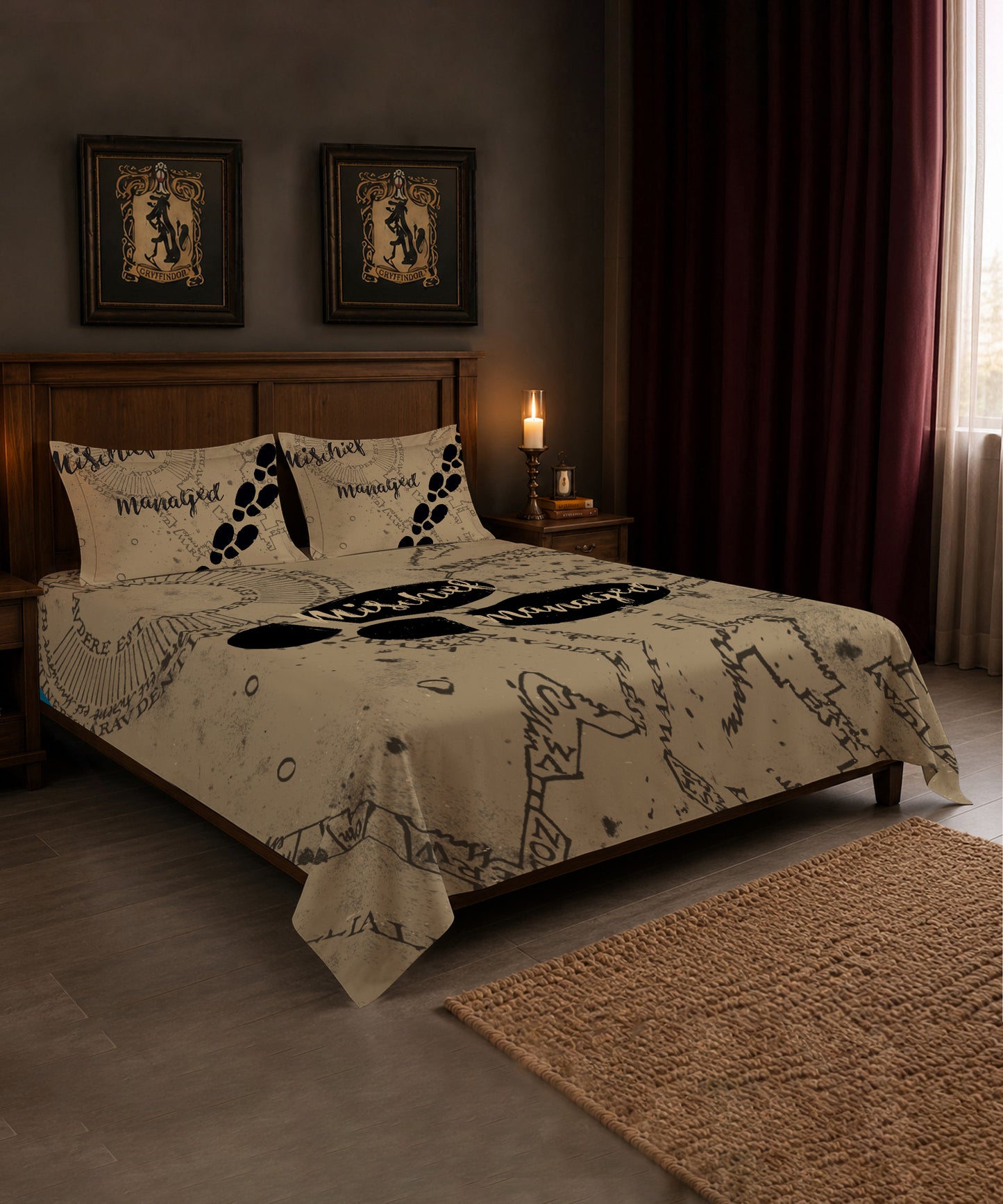 Harry Potter Magical Footprints Bedsheet with 2 Pillow Covers