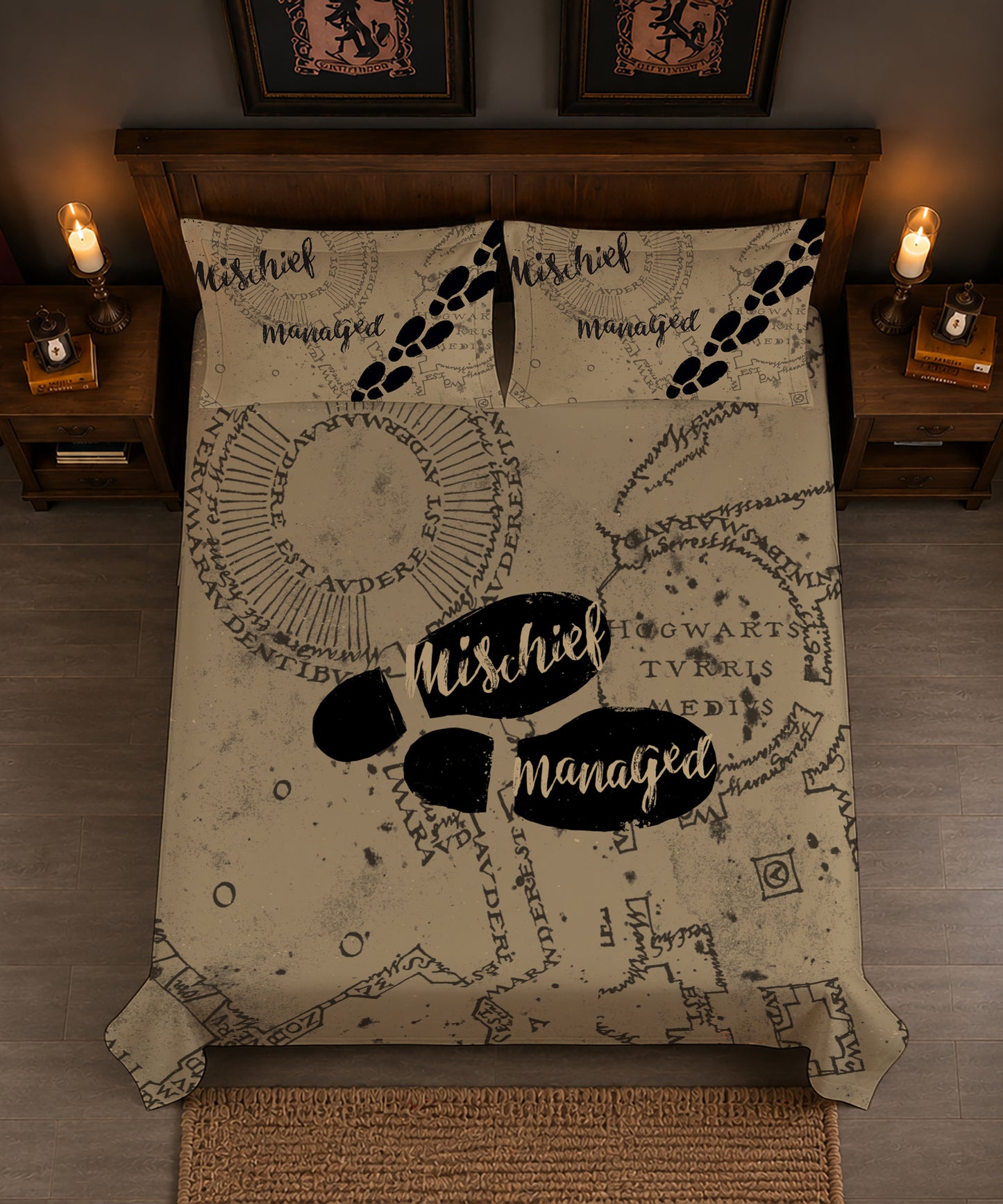 Harry Potter Magical Footprints Bedsheet with 2 Pillow Covers