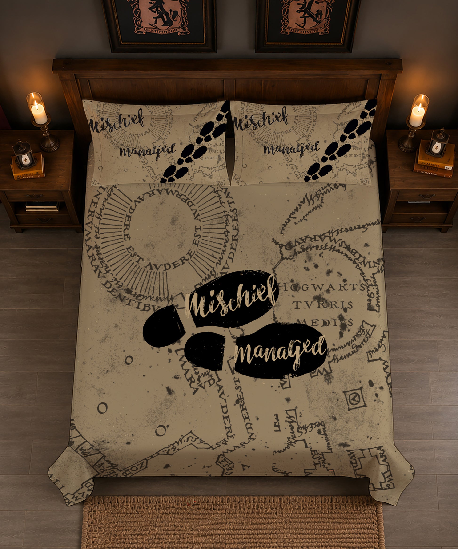 Harry Potter Magical Footprints Bedsheet with 2 Pillow Covers
