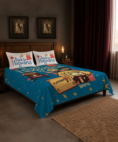 Harry Potter Back to Hogwarts Bedsheet with 2 Pillow Covers