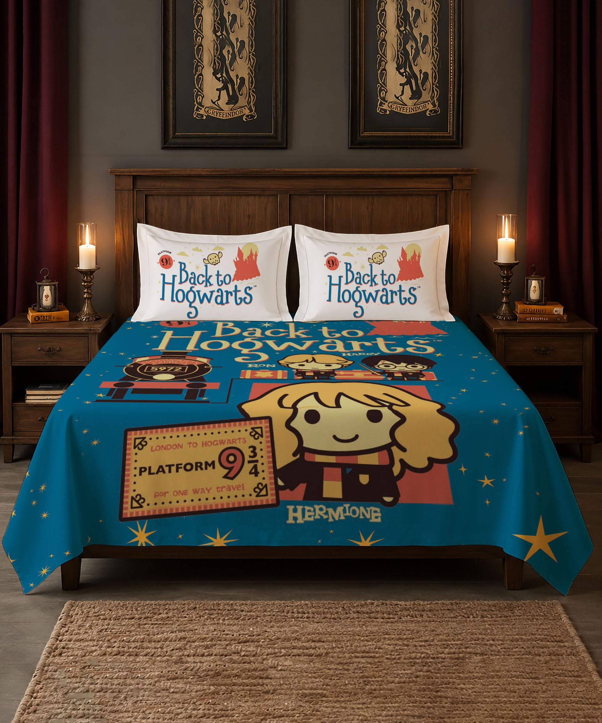 Harry Potter Back to Hogwarts Bedsheet with 2 Pillow Covers