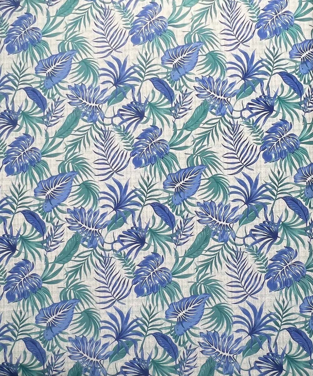 Aqua Leaf Bliss – Nature-Inspired 200 GSM Cotton Double Bedsheet With Pillow Covers |90x100 inches