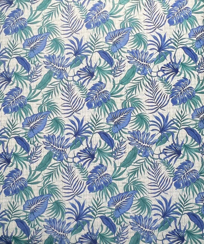 Aqua Leaf Bliss – Nature-Inspired 200 GSM Cotton Double Bedsheet With Pillow Covers |90x100 inches