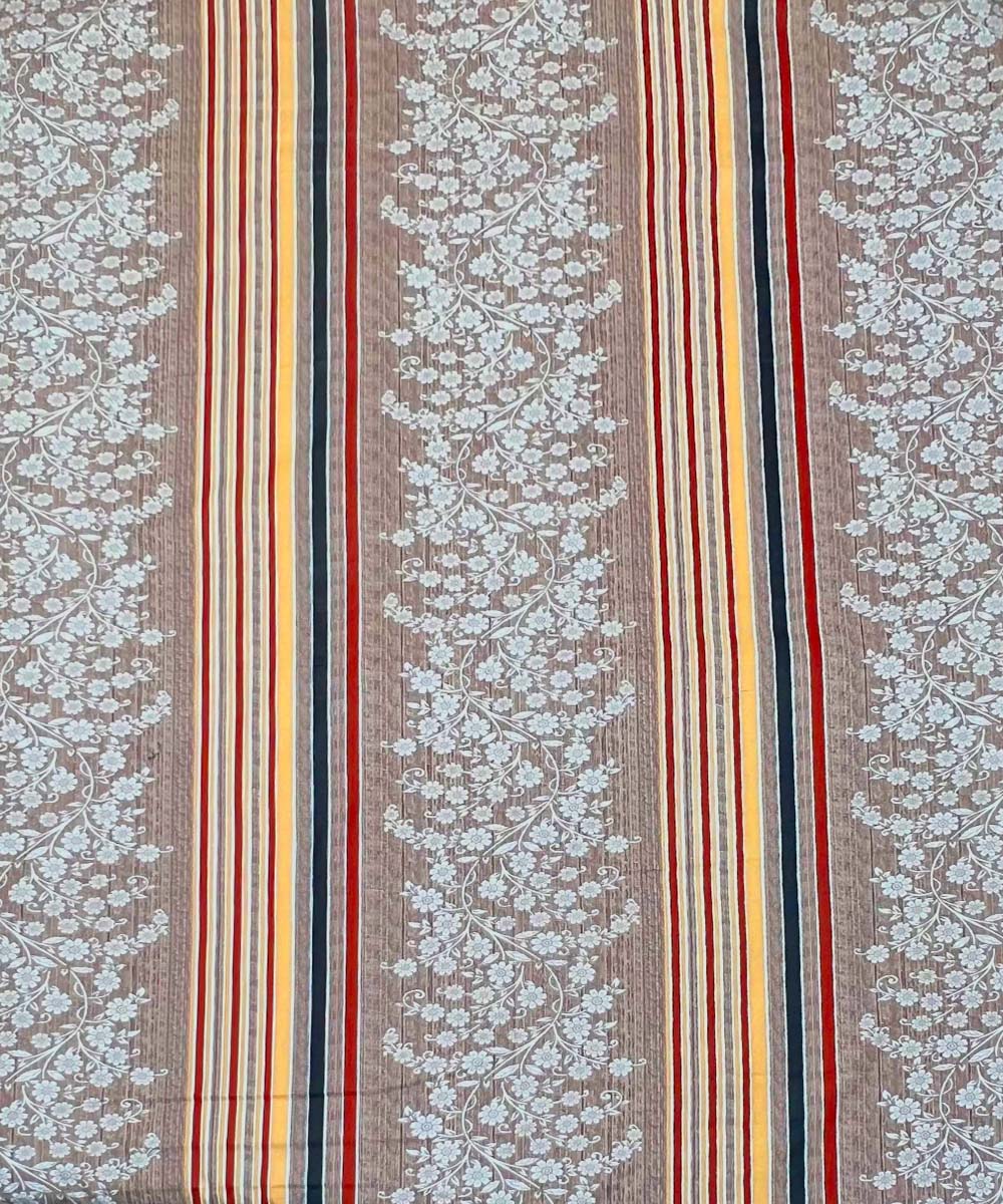 Rustic Stripe Charm – 200 GSM Pure Cotton Double Bedsheet with Pillow Covers |90x100 inches