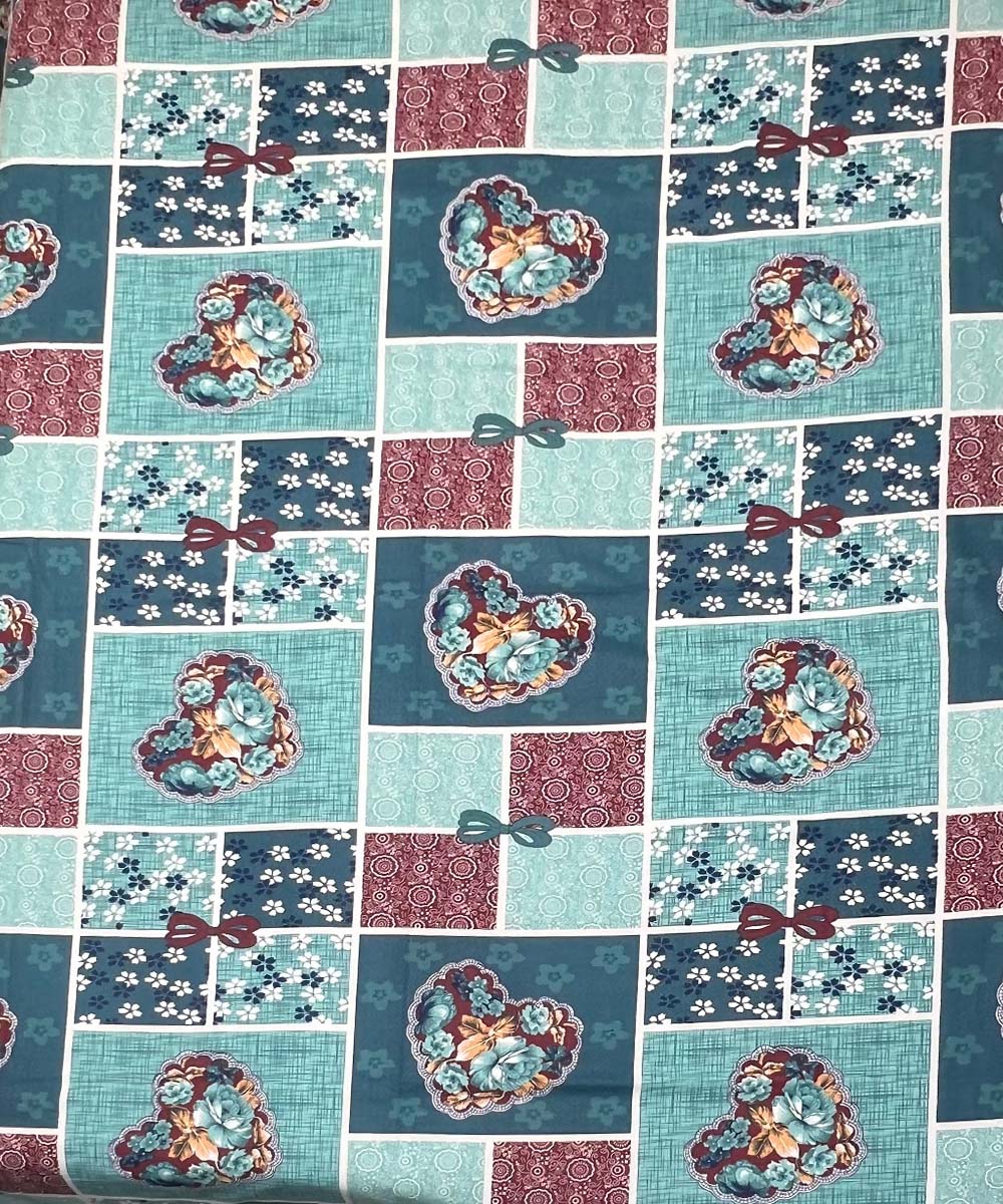 Blue Heart Serenity – 200 GSM Pure Cotton Double Bedsheet with Pillow Covers (90x100 inches)