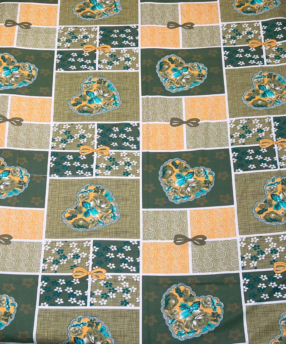 Olive Gold Charm – 200 GSM Pure Cotton Double Bedsheet with Pillow Covers |90x100 inches