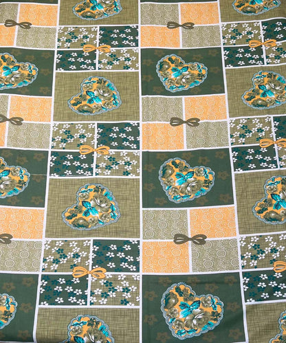 Olive Gold Charm – 200 GSM Pure Cotton Double Bedsheet with Pillow Covers |90x100 inches