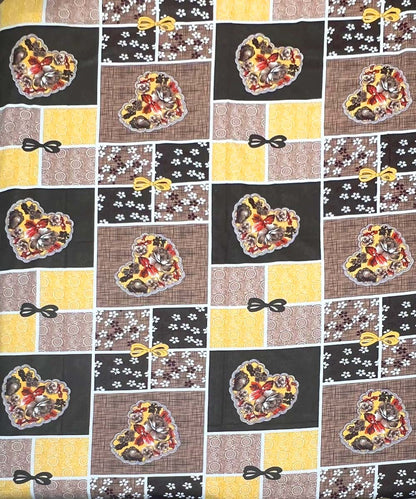 Golden Heart Harmony – 200 GSM Pure Cotton Double Bedsheet With Pillow Covers, 90x100 inches