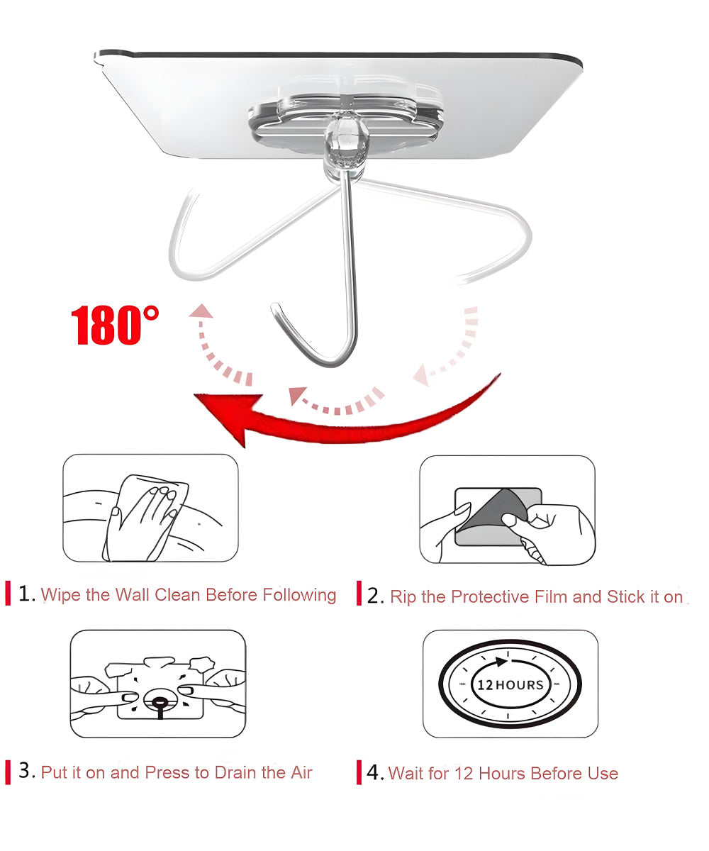 Self-Adhesive Wall Mount Hooks - Set of 5