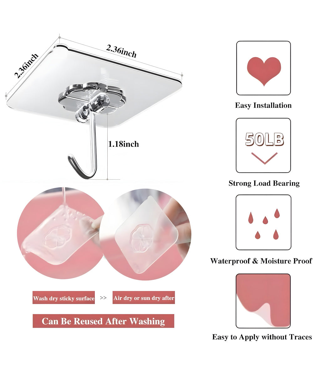 Self-Adhesive Wall Mount Hooks - Set of 5
