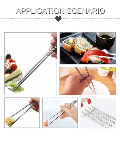 Stainless Steel Reusable Chopsticks - Set of 2